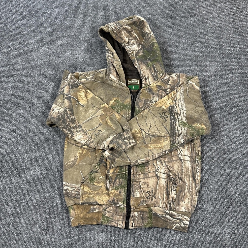 C.E. Schmidt Workwear Hoodie Mens Small Brown Camo Full Zip Fleece Lined Hunting